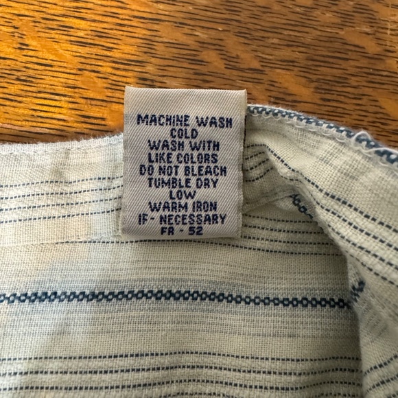 Baxter Brand Yellow/Blue Striped Cotton Collarless Shirt Size XL NWT - Picture 8 of 9